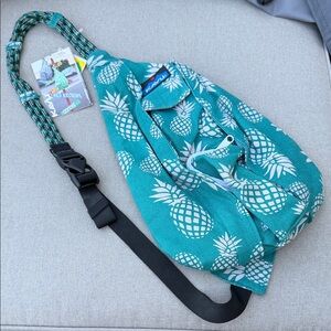 Kavu Turquoise Pineapple Print Sling Bag NEW